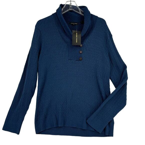 Jeanne Pierre Pullover Sweater Cable Ribbed Knit Cotton Blue Ridge Women's XL - Picture 1 of 8